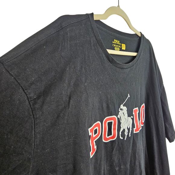 Polo Ralph Lauren Mens T-Shirt Big Pony Logo Size 4XB Black Paint Spellout Tee - Picture 5 of 7